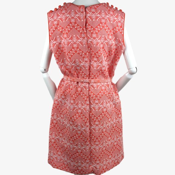 Vintage 1960s MOD Orange Mini Dress GoGo Geometric - Picture 10 of 11